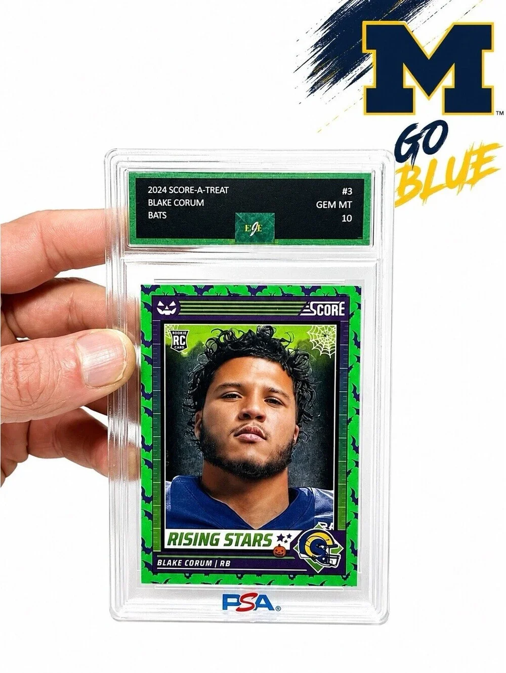 Blake Corum 2024 Score-A-Treat Bats RC EJE 10 Gem Mint Michigan Wolverines Rams